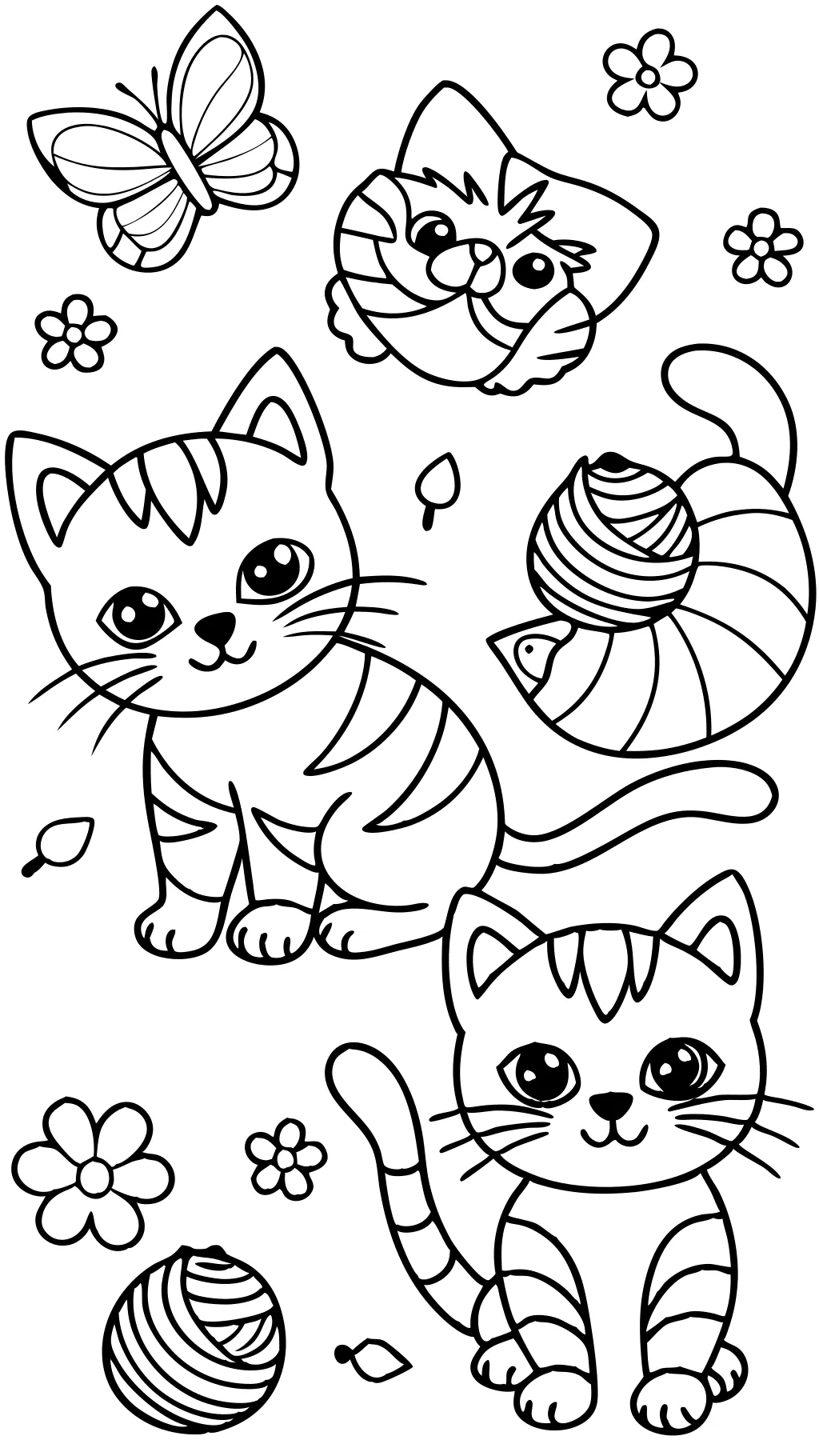 Página para colorear de lindos gatos